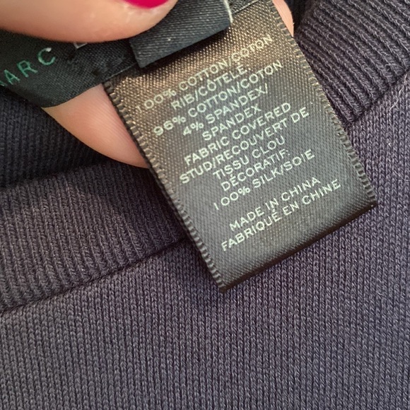 Marc Jacobs dress navy cotton ruffled waist cuffed‎ sleeve small embellished - Picture 6 of 10